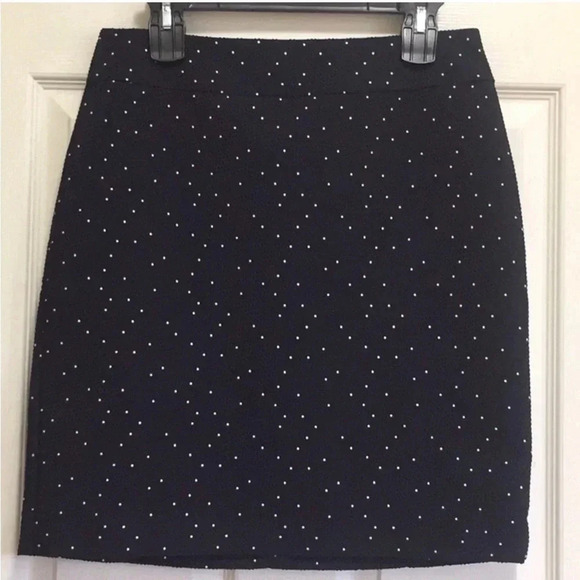 Ann Taylor lined skirt navy with white polka dots size 8 - Picture 2 of 10